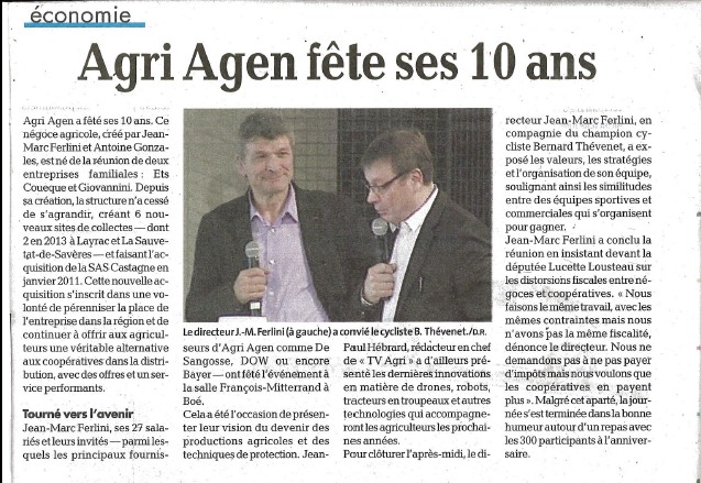 Lire la suite à propos de l’article 10 ans Agri Agen
