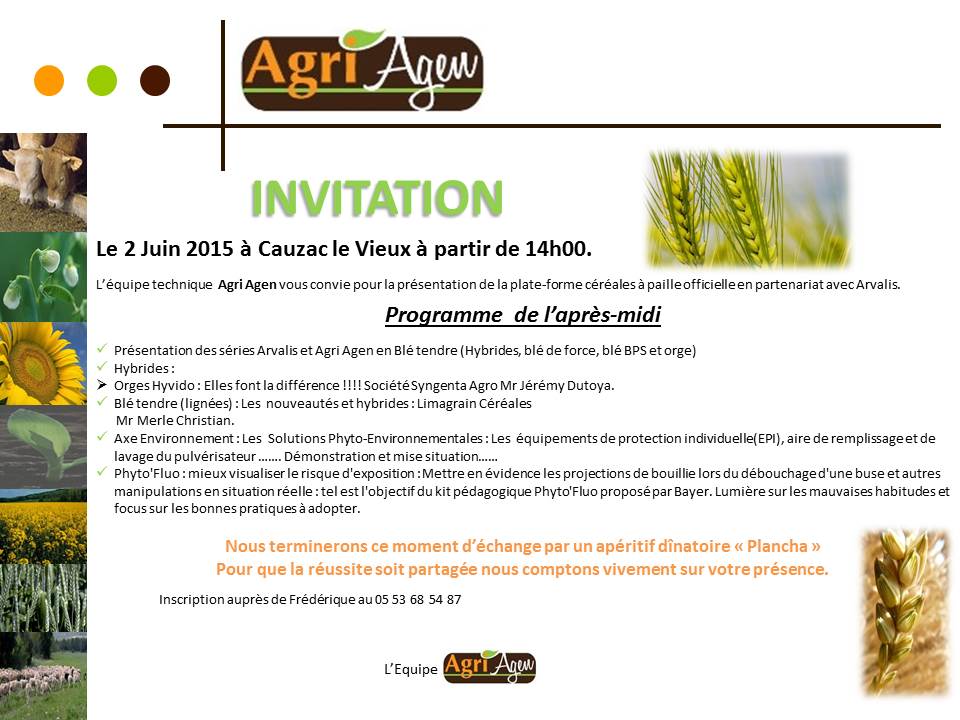 Lire la suite à propos de l’article Invitation Visite Essai Céréales à paille du 2 Juin 2015