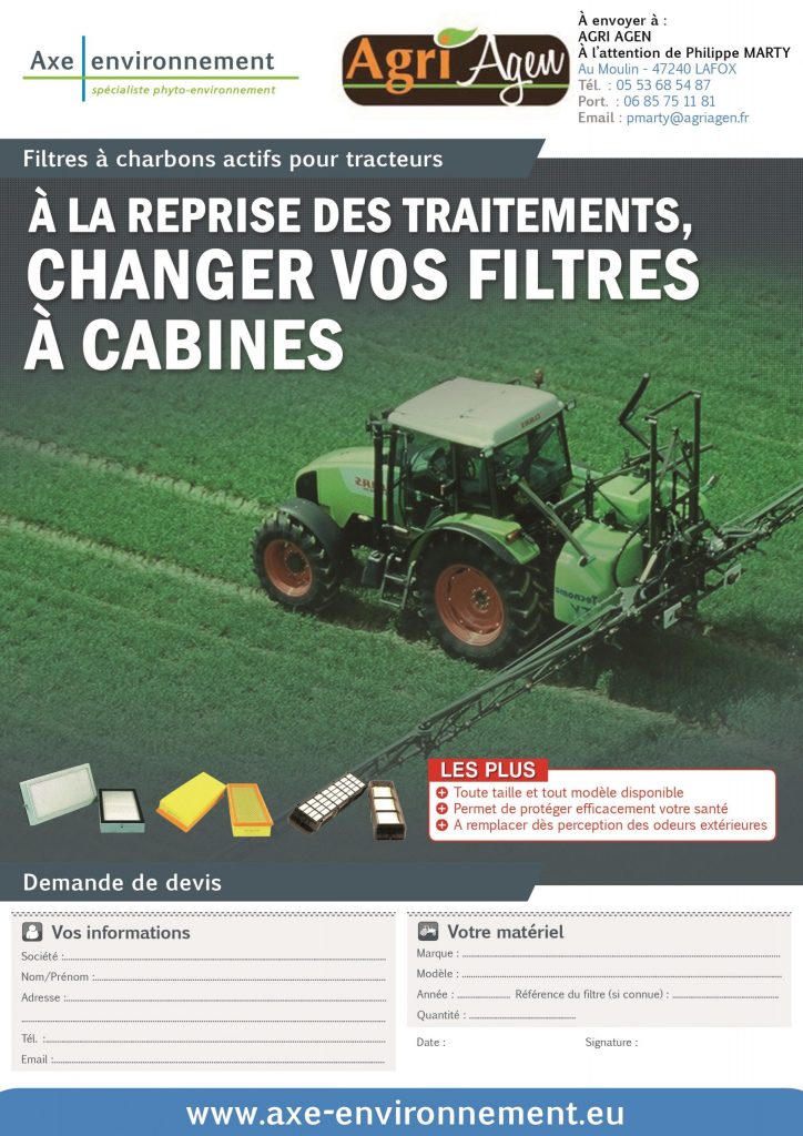Lire la suite à propos de l’article Filtres à charbons actifs pour vos tracteurs.