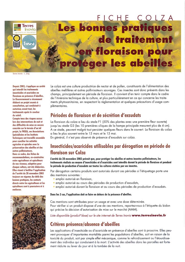 Lire la suite à propos de l’article Les bonnes pratiques de traitement en floraison pour protéger les abeilles. 29/03/2016