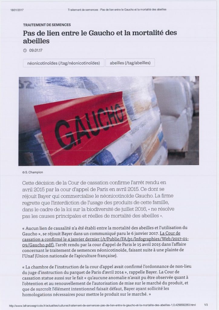 Lire la suite à propos de l’article Pas de lien entre le Gaucho et la mortalité des abeilles