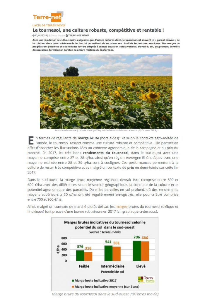 Lire la suite à propos de l’article Le Tournesol, une culture robuste, compétitive et rentable