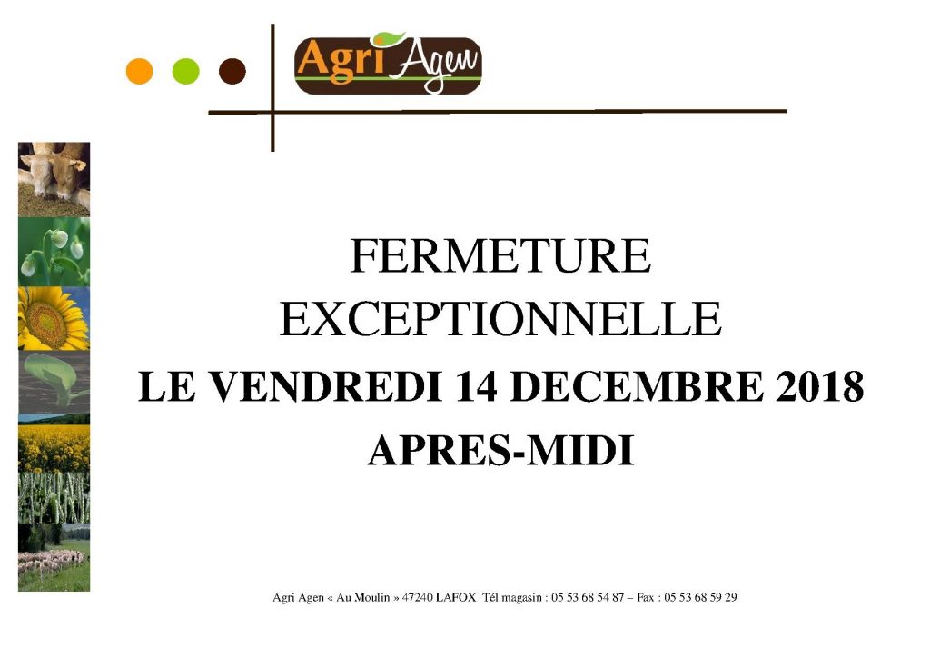 Lire la suite à propos de l’article Fermeture exceptionnelle le 14/12/2018